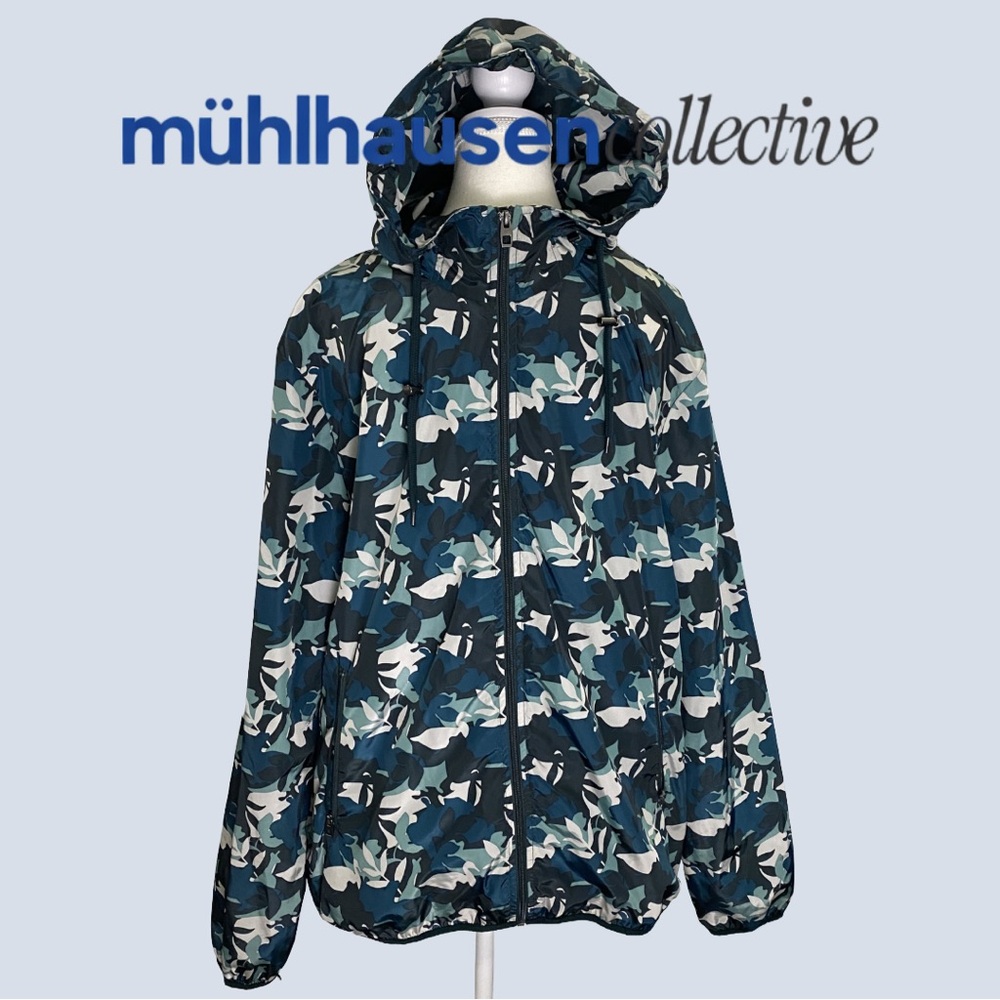 ZARA Slim Fit Camouflage Hooded Windbreaker Jacket Size XL